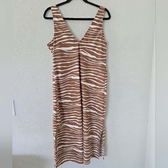 A New Day Slip Dress Women Beige Zebra Print Sz L Babydoll Minimalist New - Picture 9 of 15